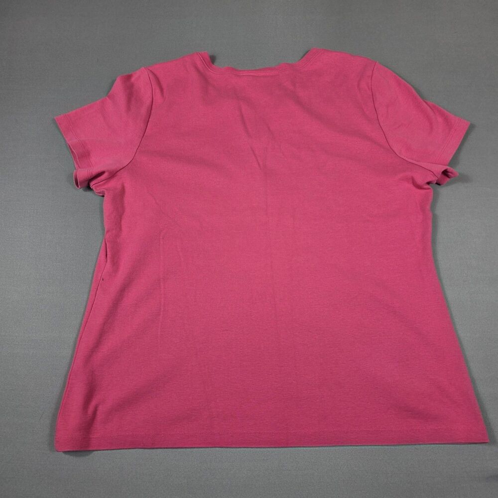 Karen Scott Henley Button T-Shirt Pink V-Neck Short Sleeve Women's Size XL - Picture 4 of 6